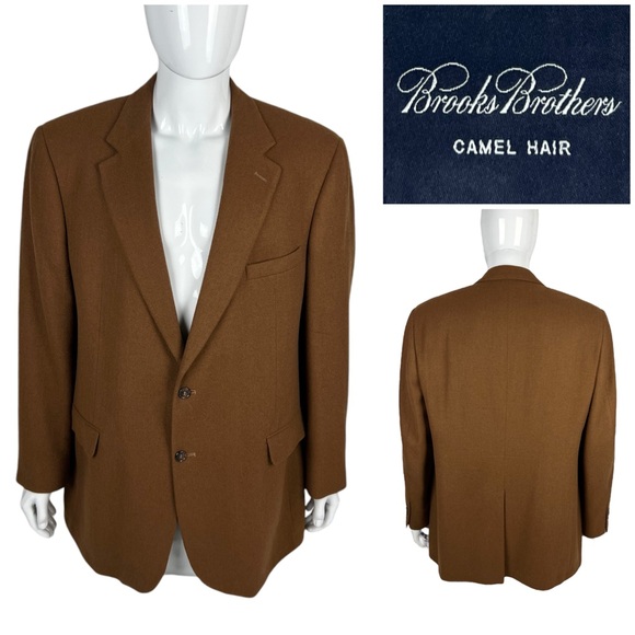 Brooks Brothers Mens 46 L Sports Coat Blazer Career Camel Hair